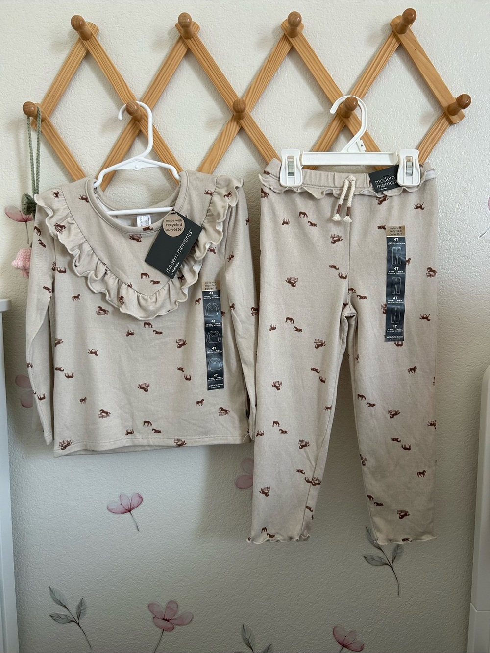 Modern Moments Cream Ruffle Collar Kids Pajama Set